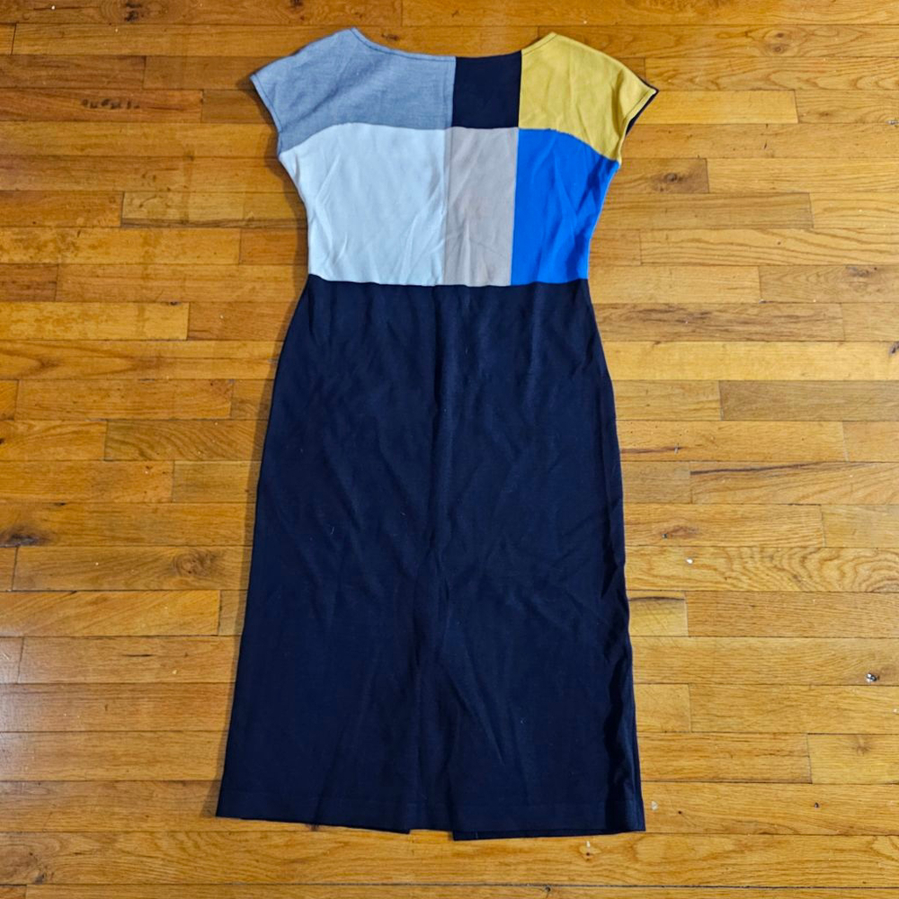 St. John Navy Colorblock Knit Midi Dress Size 8